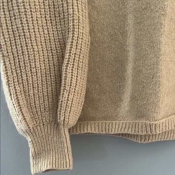 SHEIN Tan V-Neck Sweater with Ribbed Knit - Picture 2 of 5